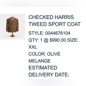 RRL Ralph Lauren Checked Harris Tweed Sports Coat XXL